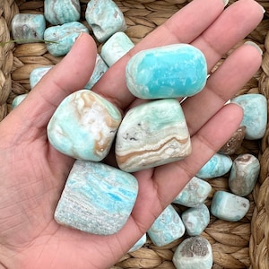 Blue Aragonite Tumble Rocks, Blue Aragonite Pocket Stone, Crystal Tumble Rocks, High Quality.