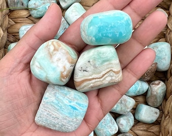 Blue Aragonite Tumble Rocks, Blue Aragonite Pocket Stone, Crystal Tumble Rocks, High Quality.
