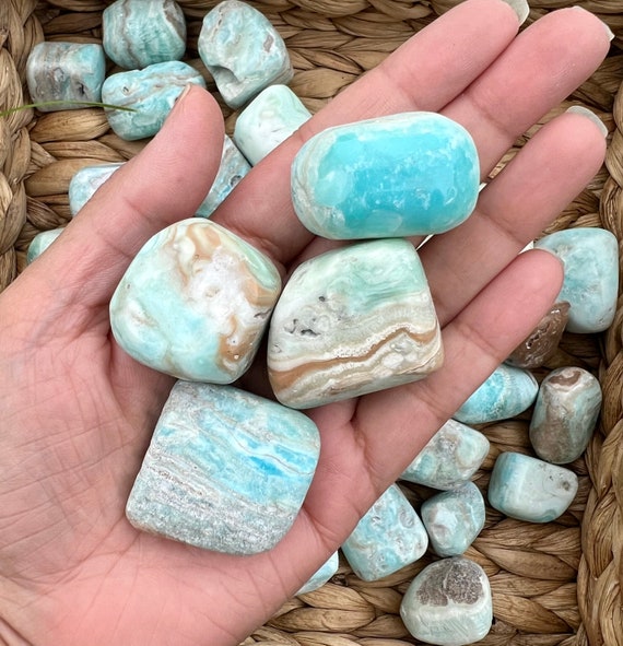 Blue Aragonite Tumble Rocks, Blue Aragonite Pocket Stone, Crystal Tumble Rocks, High Quality.