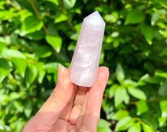 Tour naturelle en cristal de quartz rose de 65 mm, Cristal de quartz, Pointe de rose, Baguette magique