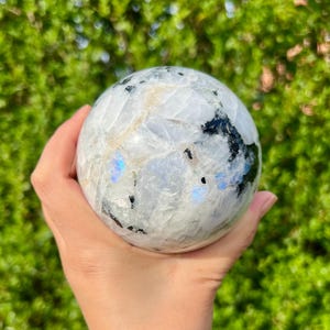 90mm / 1.145kg Large Rainbow Moonstone Crystal Sphere ball, Blue Flashes, Rainbow Moonstone With Blue Flashes, Rainbow Moonstone Gemstone