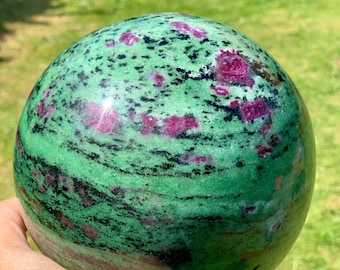 135mm / 4.015kg Large Rare Ruby Zoisite Crystal Natural Stone Sphere, Ruby Zoisite, Crystal Ball, Ruby Zoisite Crystal, UVA GLOW.