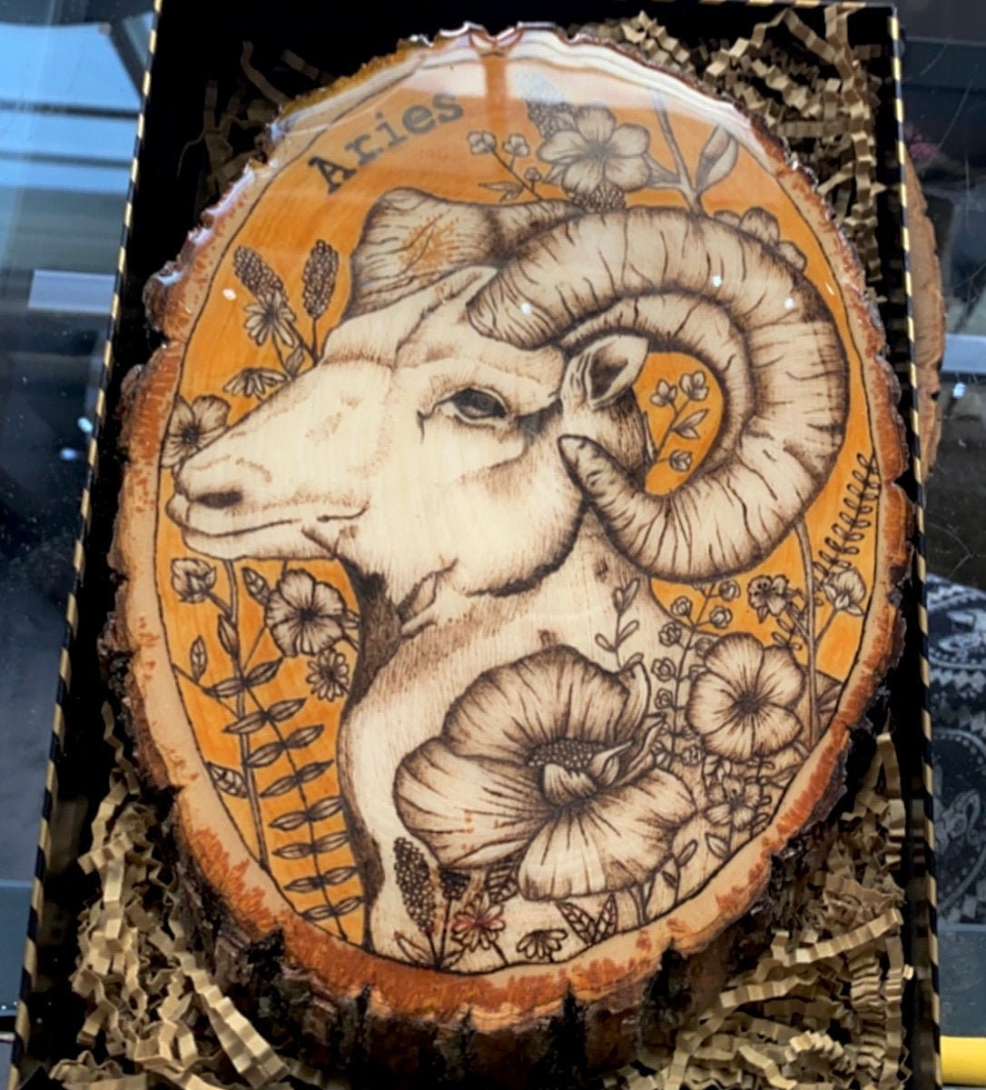 Custom Zodiac Astrology Wood Burning Art Etsy