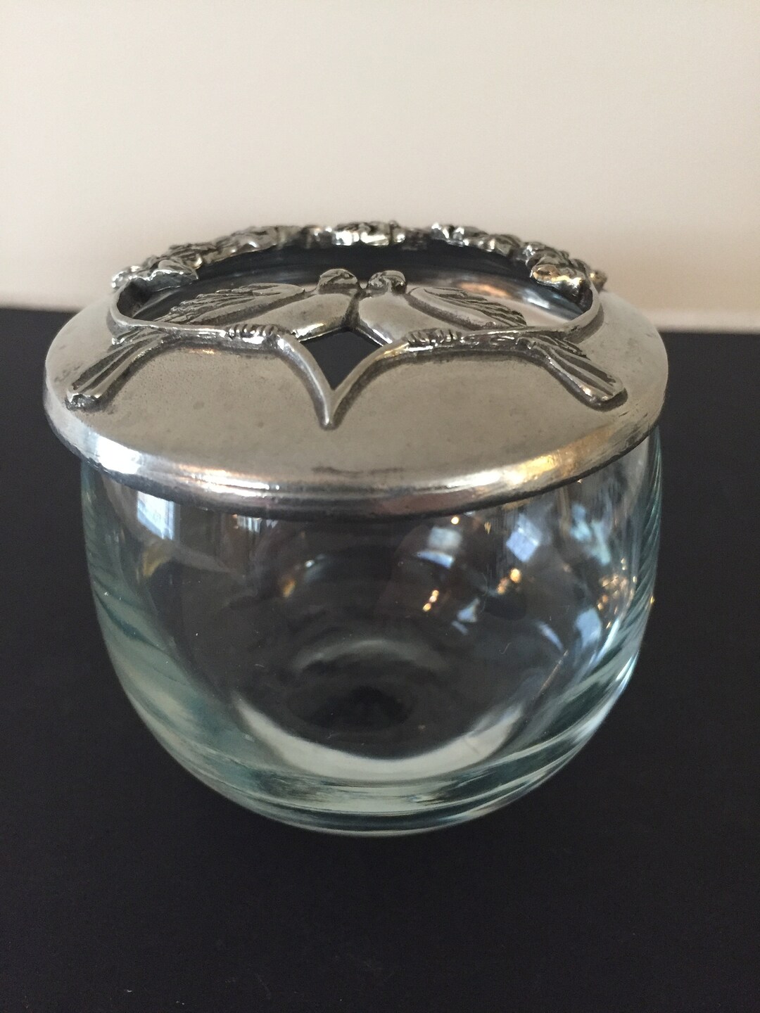 Potpourri Glass Metal Jarseagull Pewtercanada Etsy