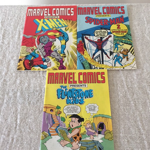 Marvel Mini Comics-Flintstone Kids-Spiderman-X Men