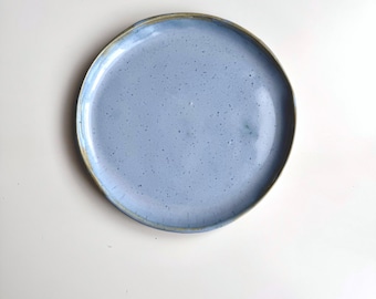 Blue handmade Ceramic Plate  Original handmade pottery Clay dishes Minimalistic Plate  Rustic Abstract Ceramic Plate Handmade Stoneware