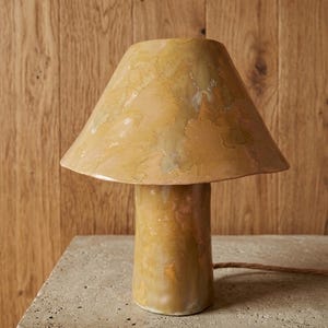 Yellow ochre Table Lamp, Handmade Ceramic Minimalist Clay Lamp, Modern Bedside Lamp, Pottery Table Lamp