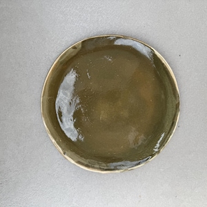 Green Ceramic Plate khaki  10” Hand crafted Original handmade pottery Clay dishes Plate Rustic Abstract Ceramic Plate Handmade Stoneware