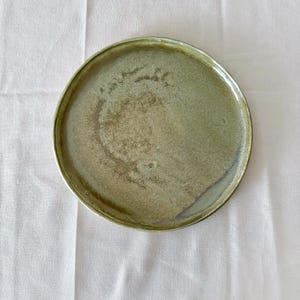 Ceramic sage green Plate 8” -Original handmade pottery Clay dishes Plate Rustic Abstract Ceramic Plate Handmade Stoneware