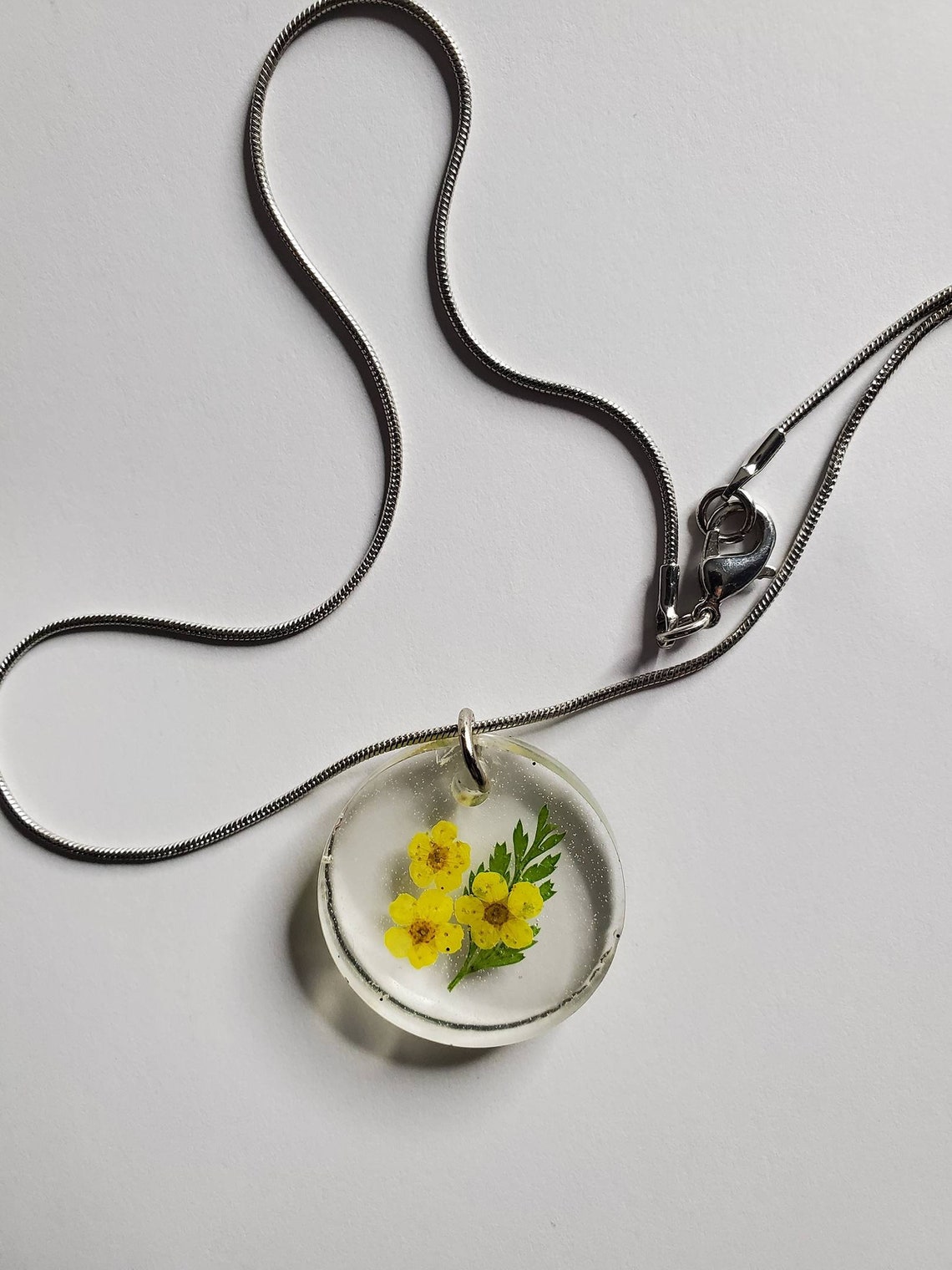 Yellow resin floral pendant necklace yellow flower necklace Etsy