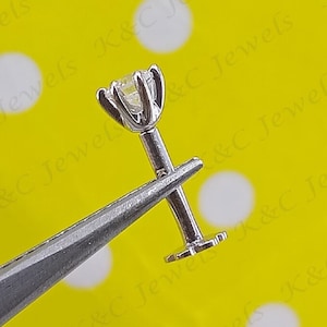 Nose Pin Gold, Screw Back Nose Pin, 3mm Round Cut Moissanite Nose Pin, Round Natural Diamond Solid 14K White Gold, Women Wedding Nose Pin