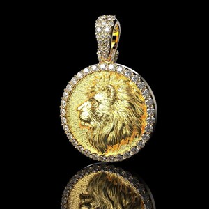 Moissanite Löwengesicht Anhänger 14K Vergoldete King of Courage Moissanite Halskette Bild 7