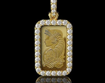 Lady Fortuna Moissanite Anhänger 1.20ct Symbol für Glück & Wohlstand in 14K Vergoldete Halskette