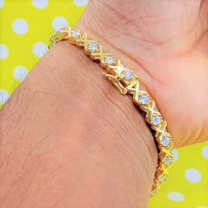 ブレスレット STONEHENgE XOXO 14K Diamond Bracelet Blue Sapphire & Diamond XOXO Link Bracelet 14k White Gold