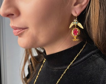 Pomegranate earrings, special gift, gift for lovers, guest earrings