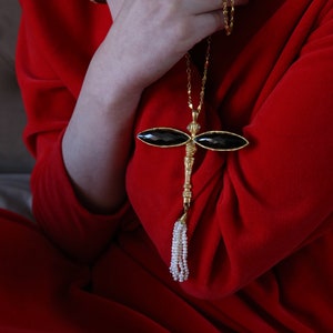 Geschenk für Mama, Halskette im Boho-Stil, Onyx-Halskette, Libellen-Halskette, Valentinstagsgeschenk für Sie