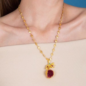 pomegranate necklace, anniversary gift, gift for her, special jewelry, handmade jewelry, special gift, timeless jewelry