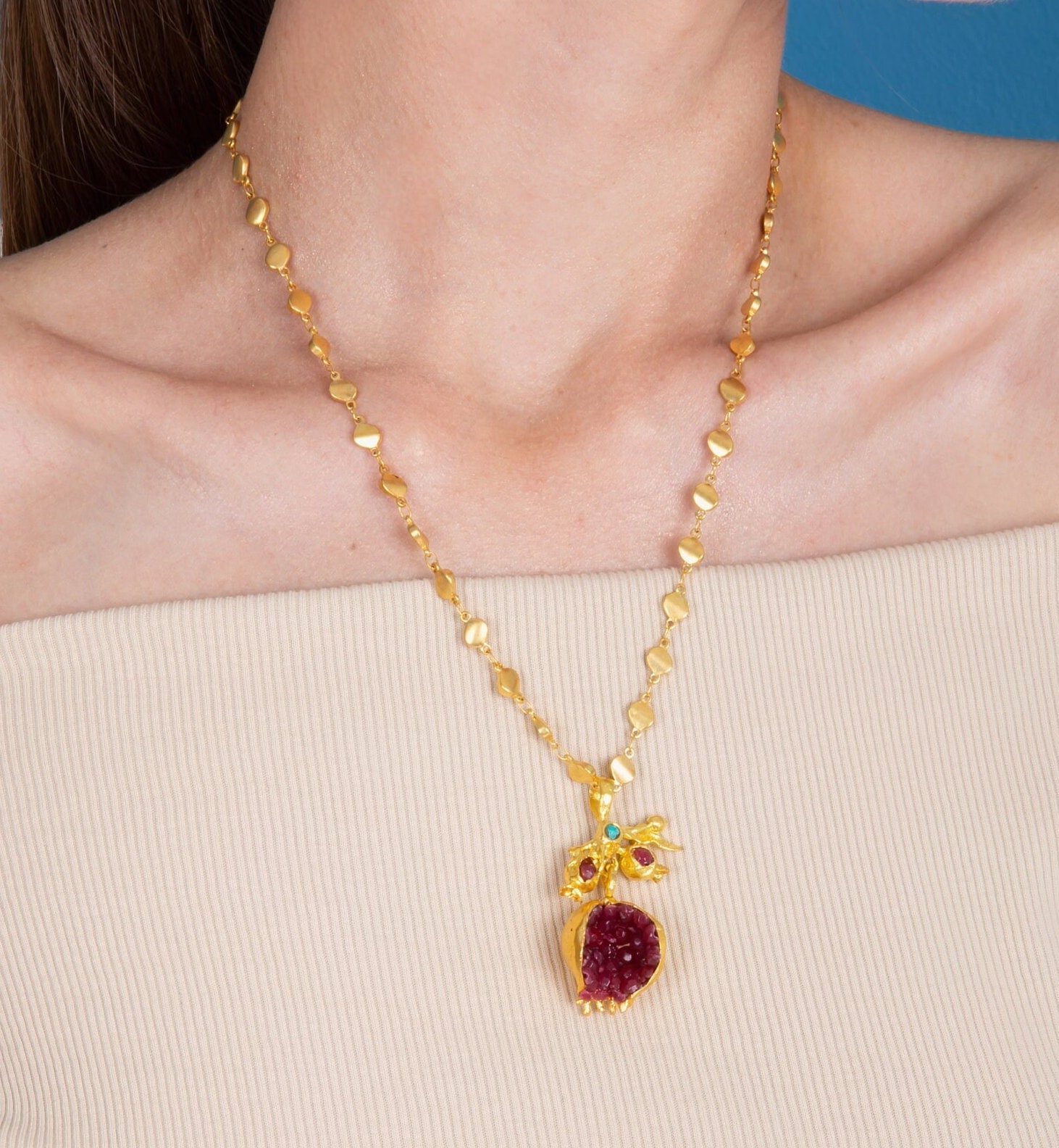 pomegranate necklace, anniversary gift, gift for her, special jewelry, handmade jewelry, special gift, timeless jewelry