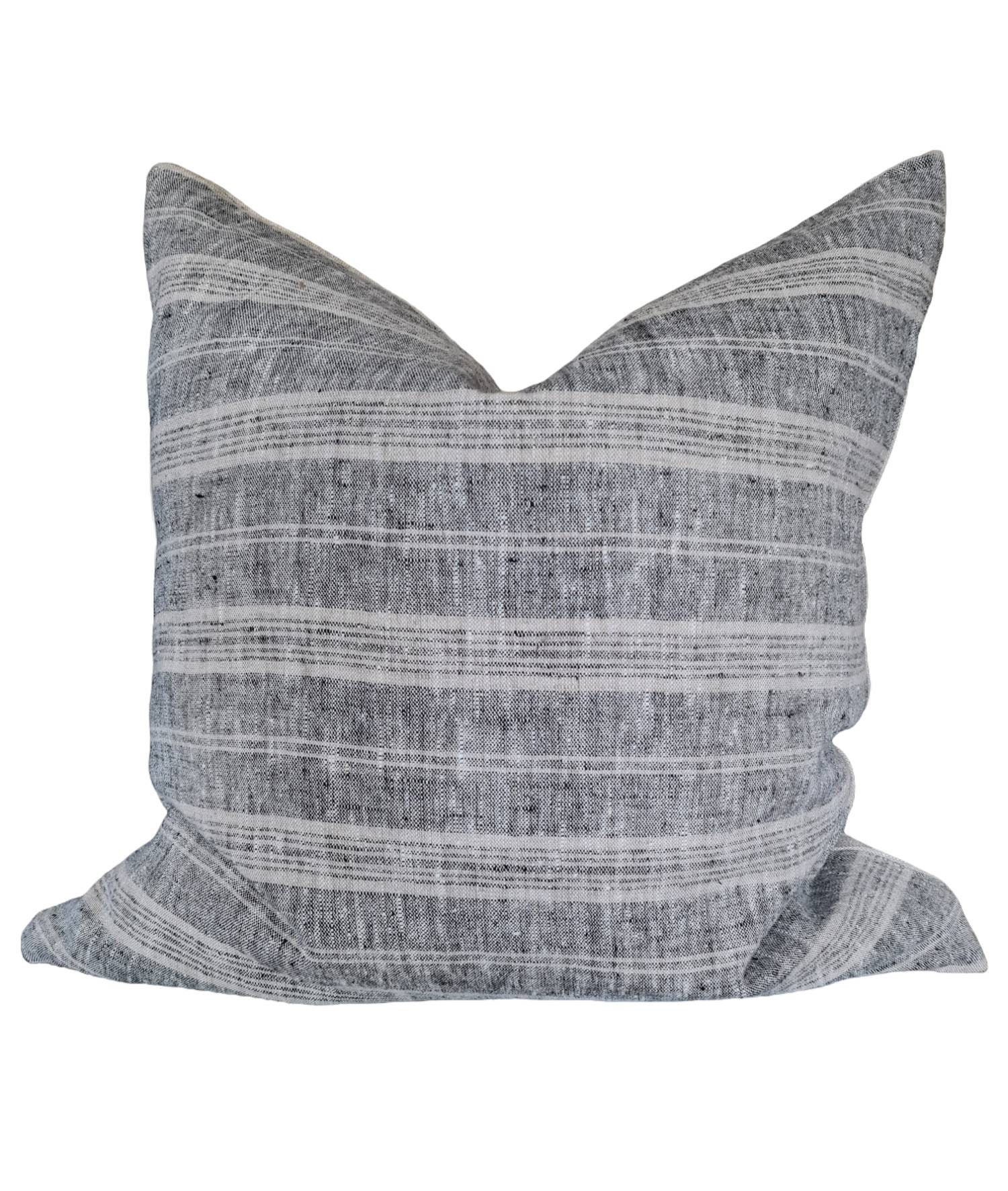 Cushion Bundle 3x Natural Linen Cushion Covers, Black, Stripe, Checked