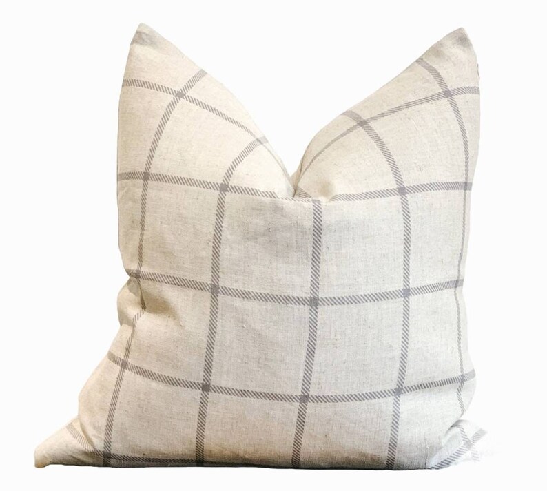 Cushion Bundle 3x Natural Linen Cushion Covers, Black, Stripe, Checked