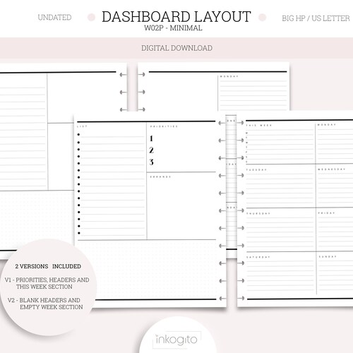 Dashboard Layout Happy Planner Skinny Classic Printable - Etsy