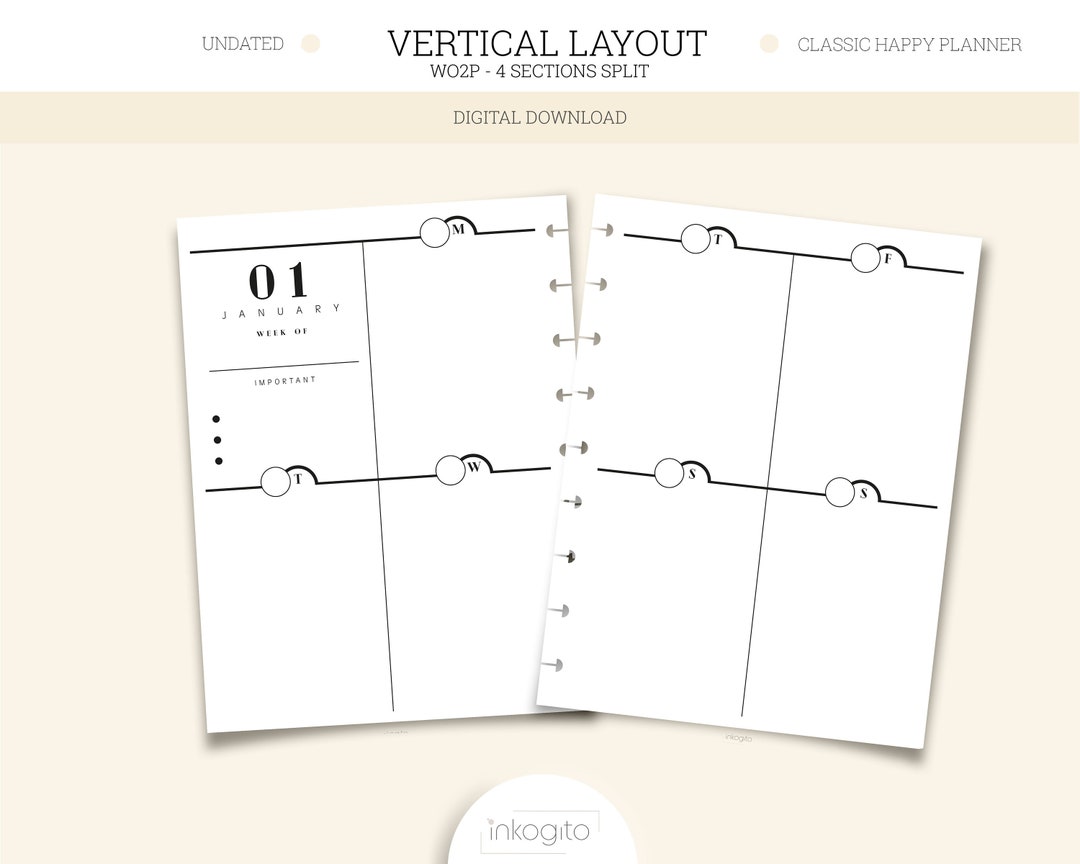CLASSIC HAPPY PLANNER Printable Undated Vertical Grid Layout With Blank ...