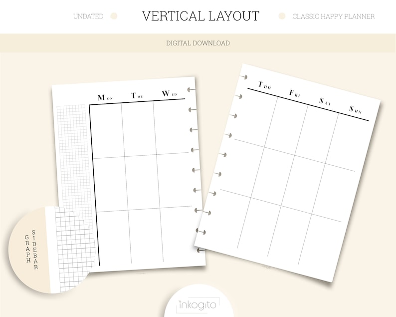 CLASSIC HAPPY PLANNER Printable Vertical Layout Undated Grid/graph ...