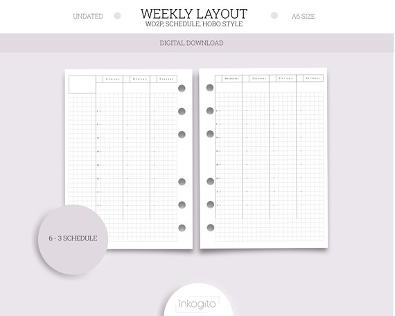 Undated WO2P Printable Insert Hobonichi Style Weekly Planner | Etsy