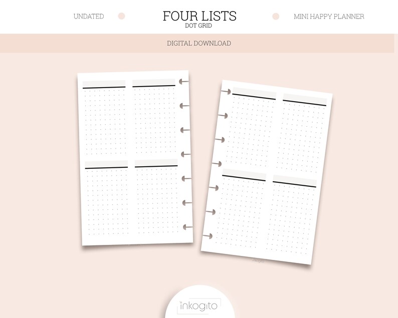 Four Lists 4 Vertical Boxes Printable Insert Mini Happy - Etsy