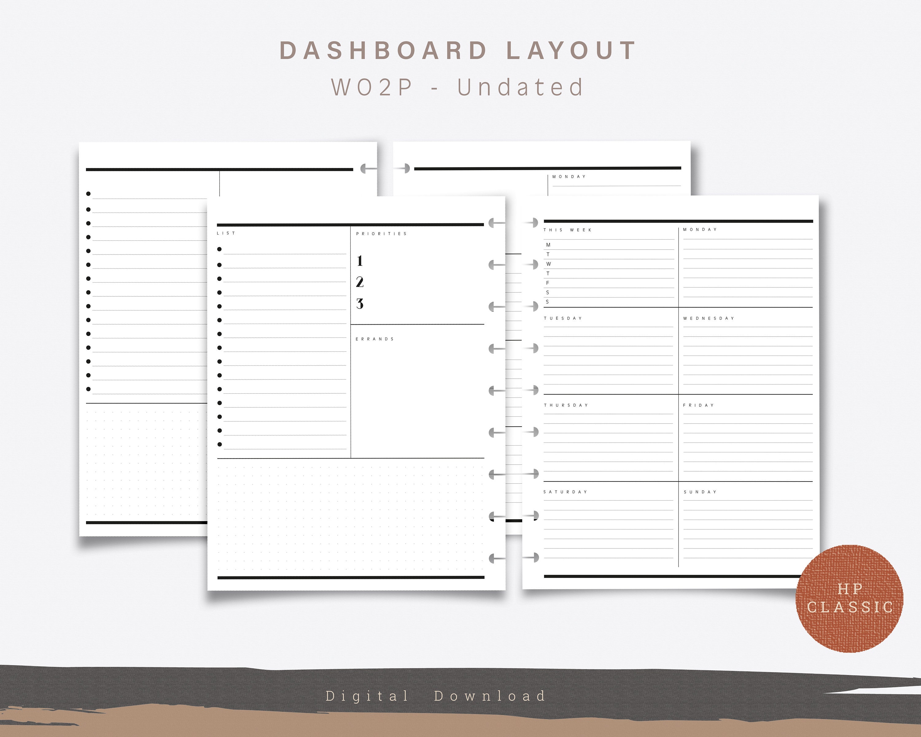CLASSIC HAPPY PLANNER Printable Undated Dashboard Layout Etsy