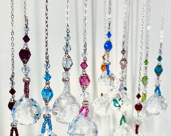 Birthstone Car Charms, Rearview Mirror, Crystal Sun Catcher, Rainbow Maker, Prisms.