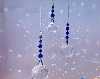 September Birthstone, Sapphire, Crystal Sun Catchers, Window Rainbow Makers, Prism, rearview mirror car charm
