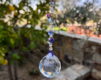 Crystal HEART Sun Catcher, Light catcher, prisms, window hanging.