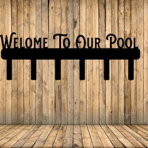 POOL sign, towel holder,