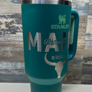 Customized laser engraved Stanley tumbler