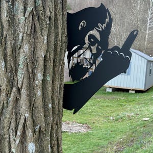 Peeping Bigfoot/Sasquatch metal sign