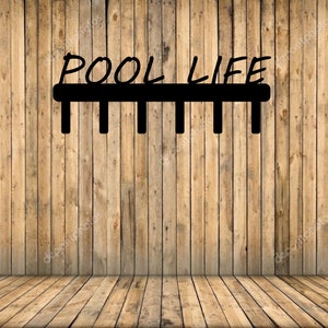 POOL sign, towel holder,