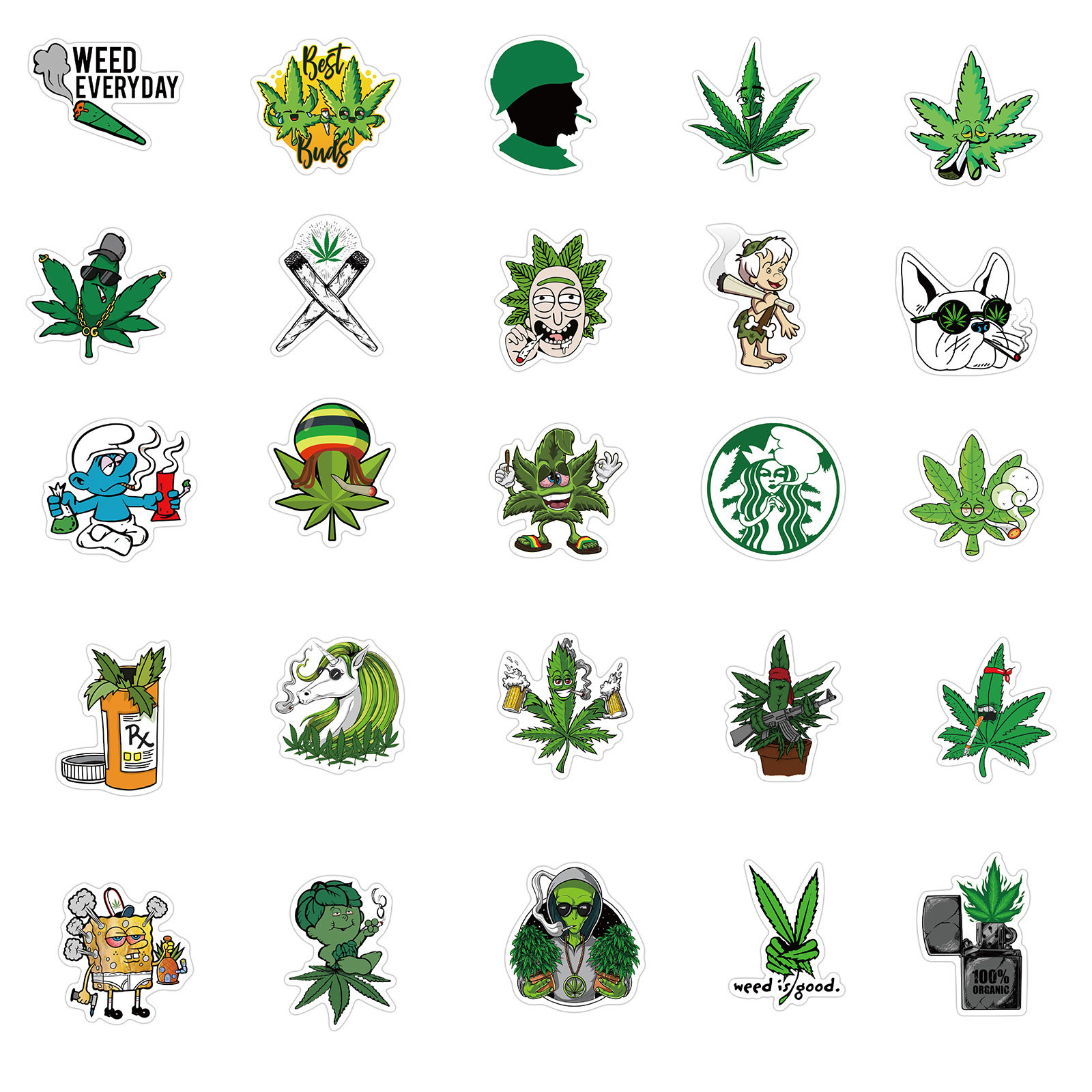 50 Pack Waterproof Marijuana Stickers Cannabis Sticker Go Etsy