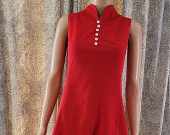 Stanton Jr. Petite Red Mini Dress with Button Detail - PLEASE READ Description for Condition Notes