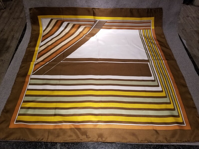 Vintage 70's Scarf Mid Century Modern 30 Square image 1