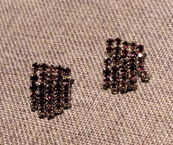 Amethyst Rhinestone Dangle Screw back earrings - image 1
