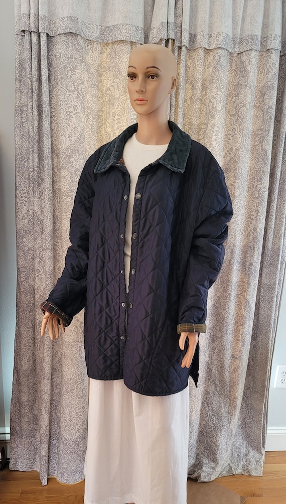 Vintage BARBOUR Mens Navy Blue Classic Quilted Esk