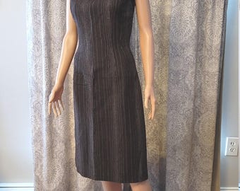 Vintage 1950 Brown Wool Dress Abby Michael Ltd by Carol Vanderclock - Boat Collar Fitted Unlined