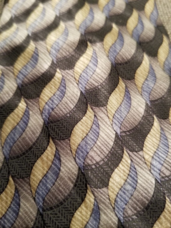 Geoffrey Beene Silk Tie - Charcoal, Gold, Blue an… - image 3