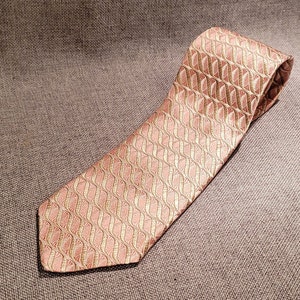 Ermenegildo Zenga Pink and Beige, 59&quot; length, 3 1/2&quot; width, Silk Tie Made in Italy