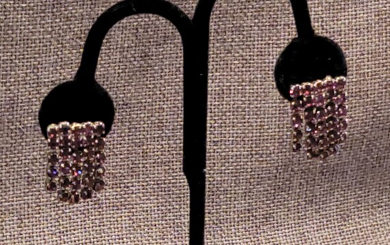 Amethyst Rhinestone Dangle Screw back earrings - image 5