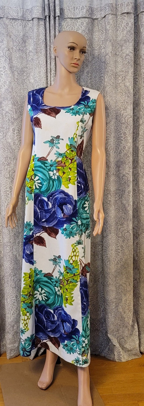 Vintage Alice of California Maxi Dress - Sleeveless Floral Watercolor Style  - PLEASE READ Item Details for Condition Notes 1960s - 1970s - Etsy