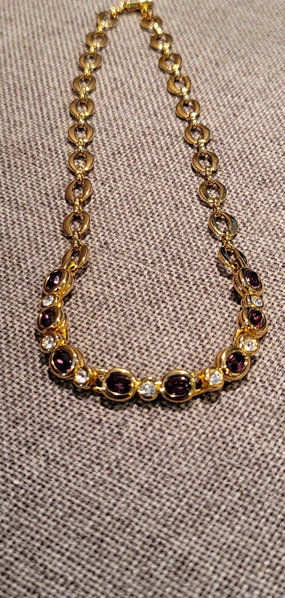 Swarovski Amethyst and Gold Plate 16" necklace