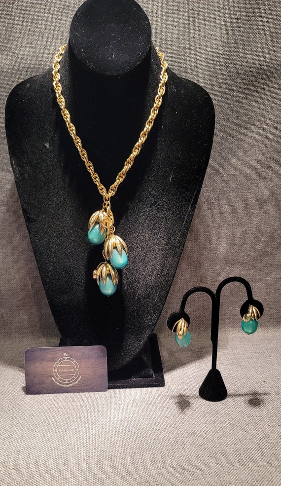 Napier Moonglow Necklace and Earrings Set - Teal B