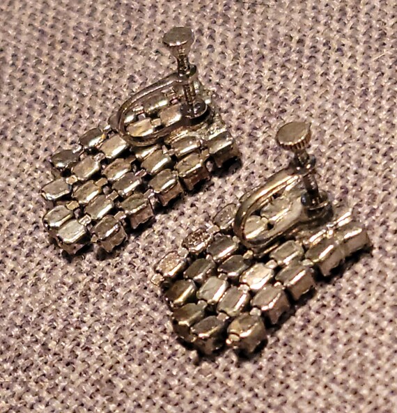 Amethyst Rhinestone Dangle Screw back earrings - image 7